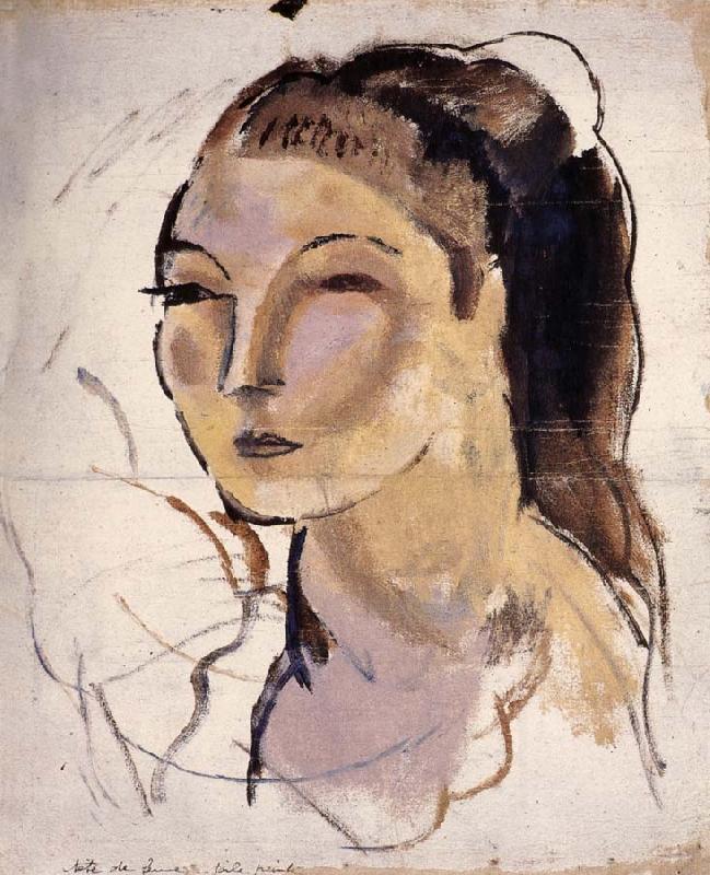 Jules Pascin Head portrait of woman oil painting picture